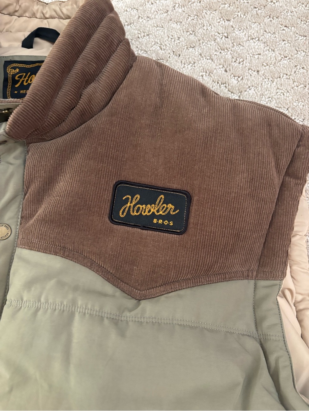 Howler Brothers Olive & Brown Quilted Vest - Picture 3 of 5